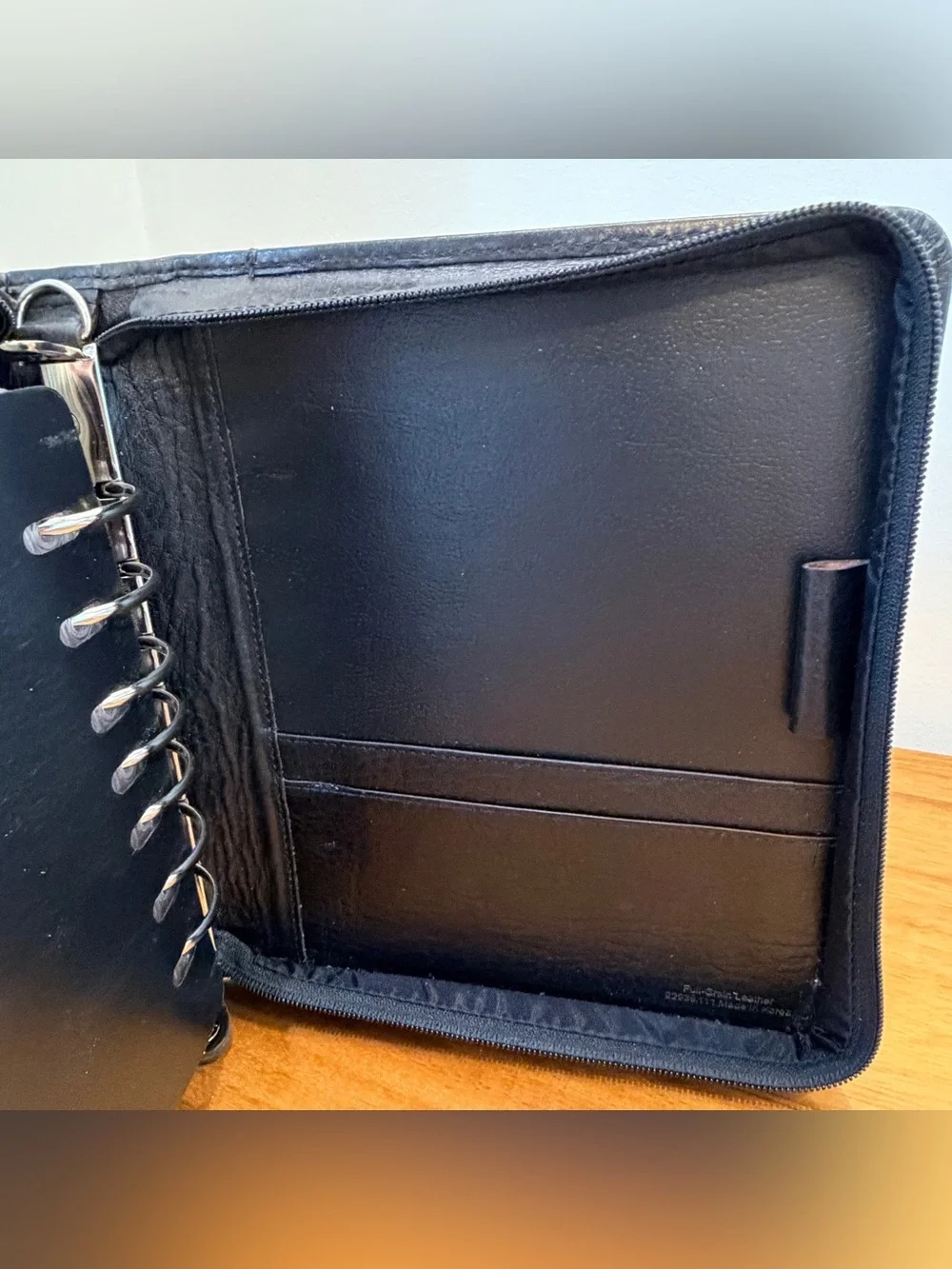 Franklin Covey Classic Black Full Grain Leather Zip Planner Korea Blooms 90s Y2K